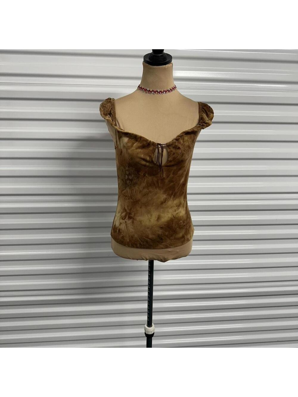 Eye Candy Women's Brown and Tan Blous